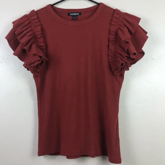 Express Fun Short Sleeve Orange Top - Picture 1 of 4